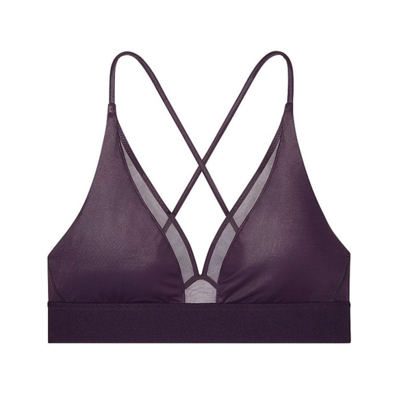 NWT Victoria’s Secret Plunge Mesh Sports Bra in Eggplant - Picture 3 of 6